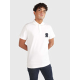 Polo Blanco De Punto Con Monograma Th Hombre Tommy Hilfiger