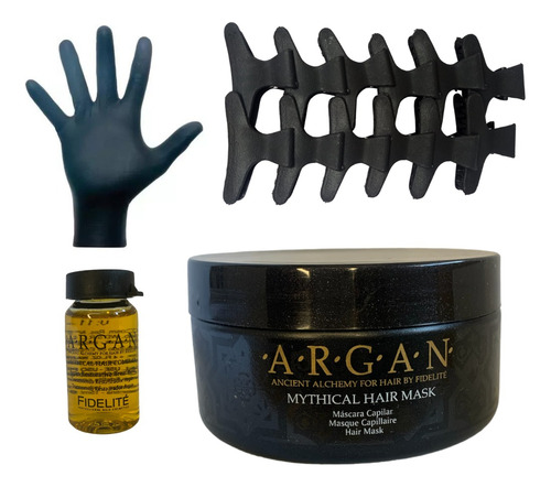 Combo Mascara Ampolla Argan + Guantes + Separa Mecha X12