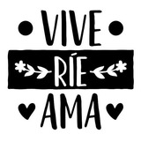 Frases Decorativas Vive Rie Sticker Autoadhesivo Vinilo Auto