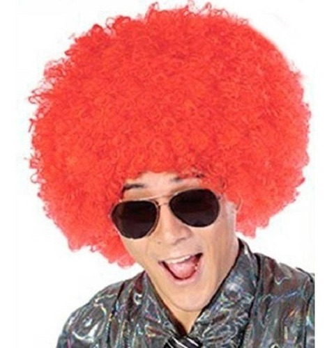 Peluca Super Afro Cotillon Carioca Cumple Boda 15 Hippie Color Rojo