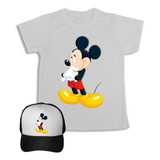 Camiseta Mickey Mouse Niños Y Adultos Obsequio Gorra