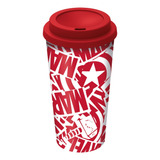 Vaso Cafe Doble Con Tapa Wabro Marvel 520ml Color Rojo