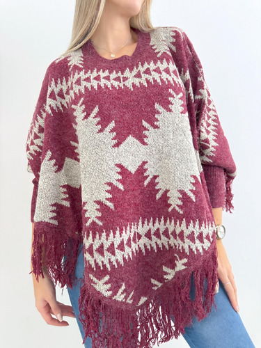 Sweater Poncho Renata Bremer Doble Hilo