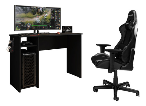 Mesa Escrivaninha Gamer Gaming Desk Preto Flex Reversivel 