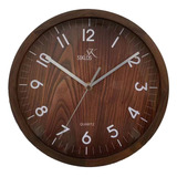 Reloj Pared Madera Siklos 25 Cm Color Madera Silencioso