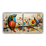 100x50cm Cuadros De Pájaros Abstractos Bastidor Madera
