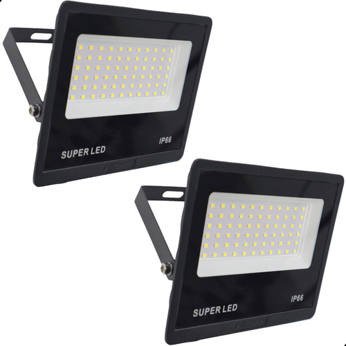 Kit 2 Refletor Led 100w Holofote Bivolt Prova D Água Ip66