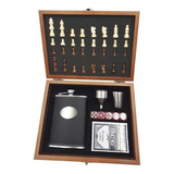 Set Ajedrez Madera + Wiskera 8oz + Copa + Cartas Mj-092