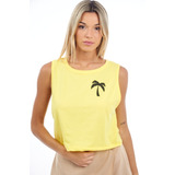 Musculosa Americana Crop Estampada