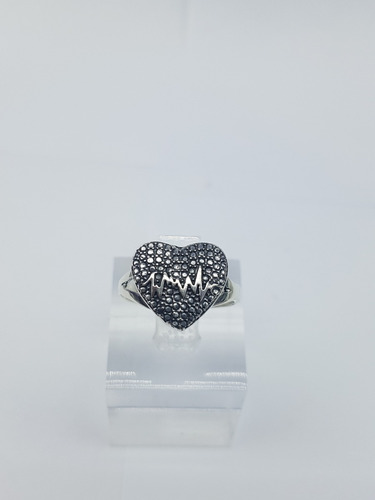 Anillo Corazón Electrocardiograma Plata Ley .925 