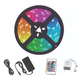 Cinta Led Multicolor Rgb Luz 5mts + Control + Adaptador