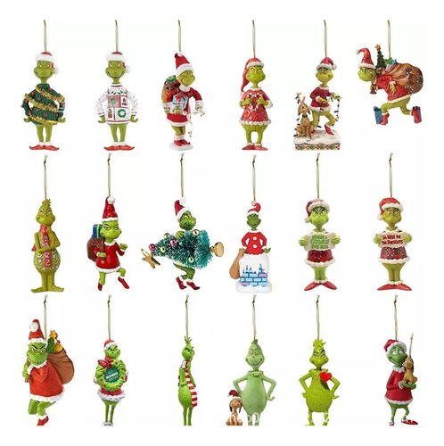 Colgante De Resina Grinch De 18 Piezas For Decoración De Ár