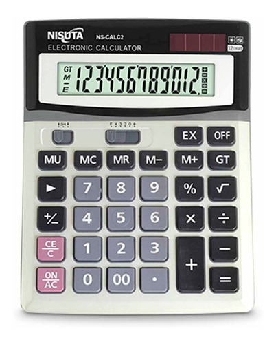 Calculadora Digital 12 Digitos Nisuta Ns-calc2 Solar O Pilas