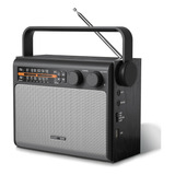 Radio Vintage Fm Portátil Am, Con Bluetooth Color Negro