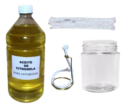 Aceite Citronela X1 Litro +1 Frasco +1 Soportes +10 Mechas 