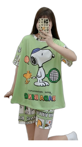 Pijama Mujer Snoopy Short Y Blusa Primavera Personajes 