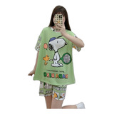 Pijama Mujer Snoopy Short Y Blusa Primavera Personajes 