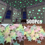 500pcs 3d Estrelas Brilham No Escuro Adesivos De Parede Lumi