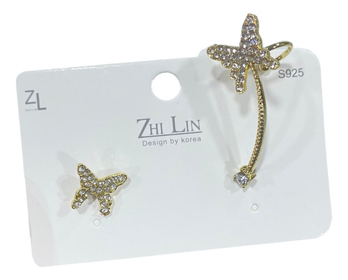 Aretes Mujer Mariposa De Cristal Moda Coreana