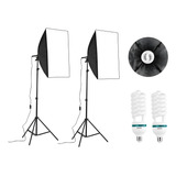 Kit 2 Softbox 50 X 70 + 2 Tripés 2m + 02 Lampadas 110v 135w