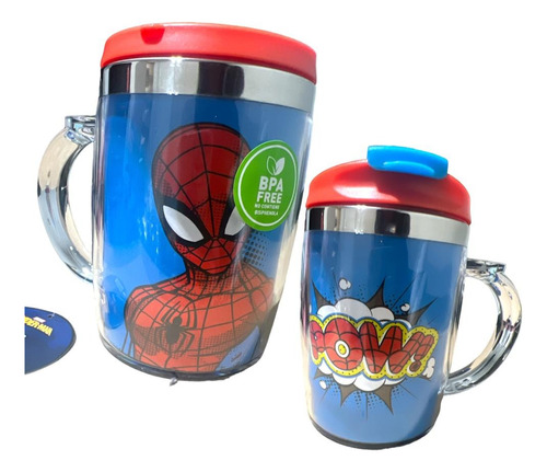 Botella Mug Vaso Keep Para Niños 450ml Spiderman