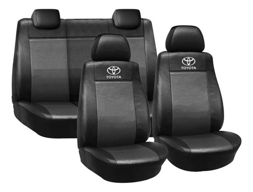 Fundas Cubre Asiento Toyota Hilux/etios Cuero Ecologico Gris