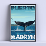 Cuadro Puerto Madryn Retro Travel 30x40cm Marco +vidrio