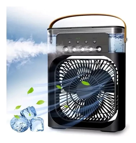 Enfriador Aire Portátil Air Cooler Fan Con Led Color Negro