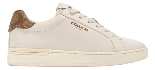 Tenis Coach Casual Mujer De Piel Beige G4966 Original