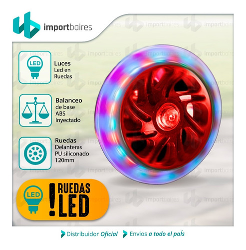 Monopatín Infantil 4 Ruedas Abec 7 Silicona Luces Led