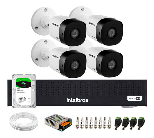 Kit 4 Câmeras Bullet Vhd 1230 B Full Hd Dvr Intelbras 1tb