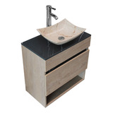 Gabinete Para Baño Nci Madrid De 60cm De Ancho, 60cm De Alto Y 35cm De Profundidad, Con Lavabo Color Roca Y Mueble Nativa Con Un Agujero Para Grifería