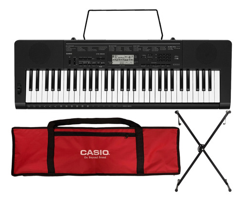 Kit Teclado Casio Ctk-3500 Musical 5/8 Completo Vermelho
