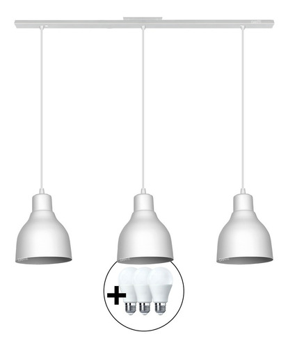 Colgante 3 Luces Campana Moderno Industrial Riel Apto Led