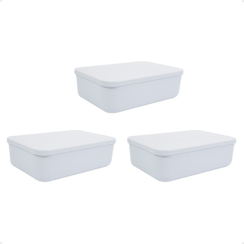 Set X3 Canastos Organizadores Con Tapa Cajas 26x18x8 Moderna