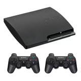 Playstation 3 Slim 250 Gb Com 2 Controles Destravado Com 10 Jogos Na Memória 