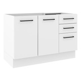 Mueble Fregadero Madesa Agata 2 Puertas Y 3 Cajones Color Blanco