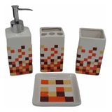 Set Baño Accesorios  Dispenser Vaso Jabonera Porta Cepillos