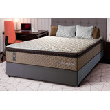 Conjunto Cama Box Espuma Atlanta Bege Casal 138x188x62