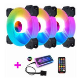 Kit De 3 Ventiladores Rgb Gamer, 120mm Rgb Radiador De Caja