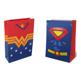 20 Sacolas De Papel Liga Da Justiça Festa Infantil 25x17x6cm