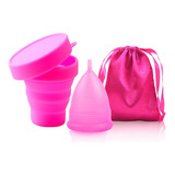 Copa Menstrual Certificada Fda + Vaso Esterilizador Rosa L