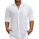 Camisa Slim Fit Strech Calidad Moda Casual Formal Mao Larga