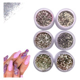 Glitter Gel Encapsulado Flocado 6 Cores Decoração De Unhas