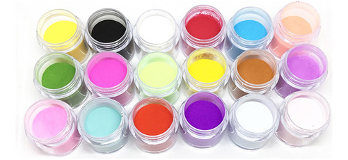 18 Colores Acrílico Uñas Arte De Talla Polvo Decoración