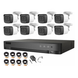 Hikvision Kit 8 Cámaras De Seguridad Real 4k Metálicas Exterior  Ip67 Modelo Hik5mpslq-kit(b)8ccc Con Micrófono  Circuito Cerrado Cctv Color Blanco  Hik5mpslq-kit(b) Alta Resolución