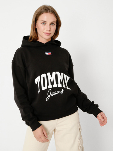 Polerón Hoodie Oversize College Negro Tommy Hilfiger