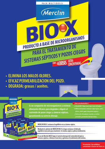 Bio X Tratamiento Para Pozos Ciegos Merclin 4 Dosis De 30g