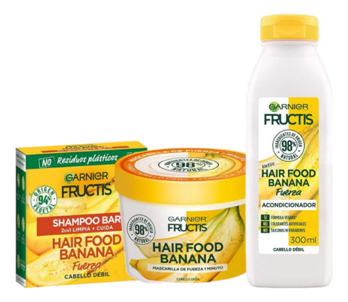 Kit Fructis Hair Food Banana Shampoo Solido