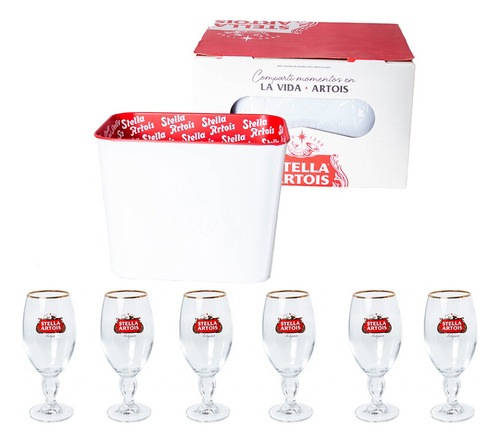 Set Frapera Balde Hielo  6 Copas Cerveza Stella Artois 330cc